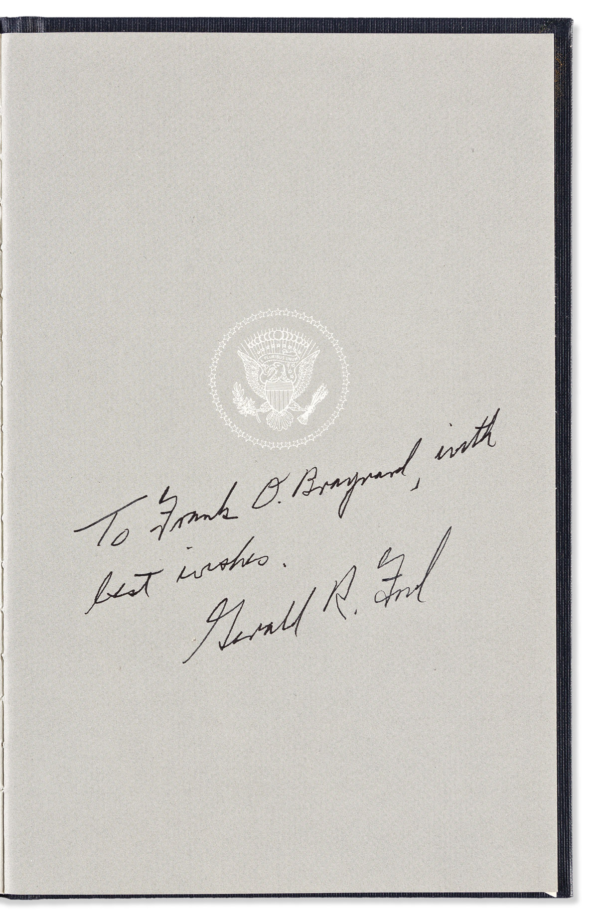 FORD, GERALD R. Three items, each Signed or Inscribed and Signed, Jerry Ford or Gerald R. Ford, as President, to maritime historian